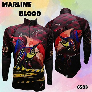 เสื้อตกปลา JK Thailand เสื้อกันยูวี ลาย MARLINE BLOOD  ป้องกันรังสี UV 80% แห้งเร็ว