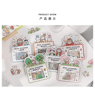 พร้อมส่ง สติ๊กเกอร์ตกแต่ง เนื้อกระดาษ Deco Sticker ธีมซากุระ Spring WFH(Work From Home) 40 ชิ้น (20 ลาย x 2) Infeel.Me