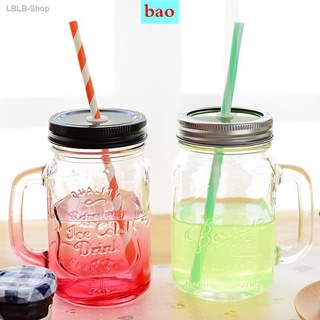 #cod♀Summer Adult Creative Cup Female Glass Large Capacity With Straw Summer Straw Belt Cover Straw Cup Cute