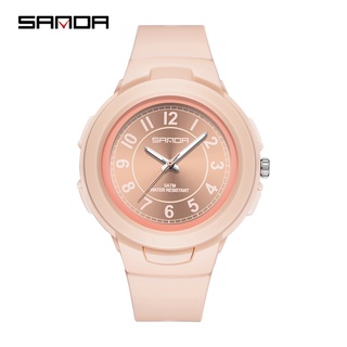 Sanda 2022 นาฬิกาข้อมือสปอร์ต กันน้ํา สีพื้น สําหรับเด็กผู้ชาย ผู้หญิง 6095-8