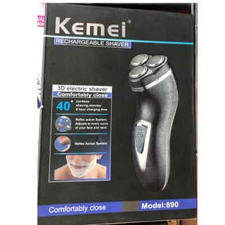 Kemei เครื่องโกนหนวด 3D ใบมีดคู่ 3 หัดตัด รุ่น KM-890