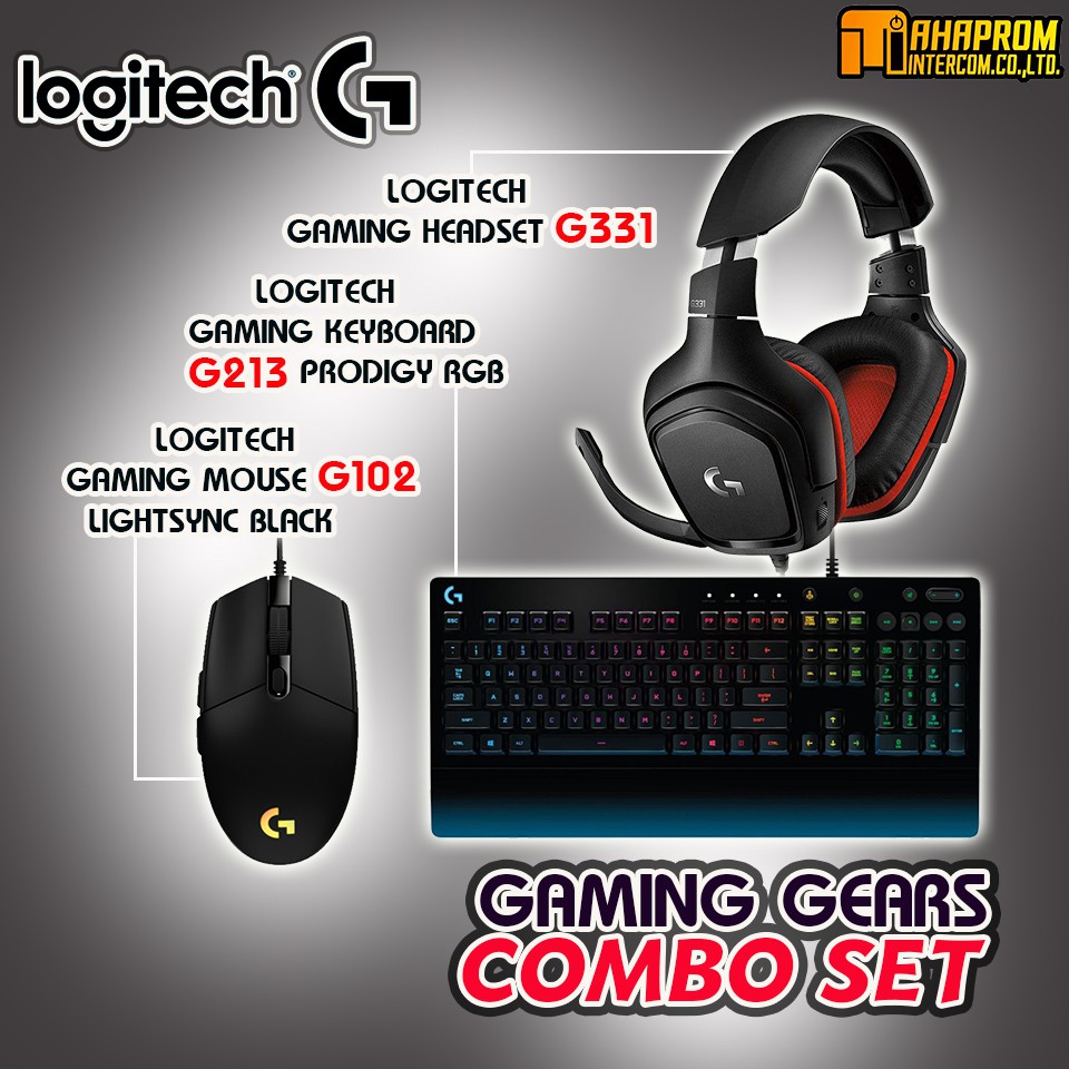 เกมส์มิ่งเกียร์ คอมโบ้เซท Logitech Gaming Gears Combo Set ประกอบด้วย Logitech G102 / Logitech G213 /