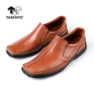 ส่งฟรี!! Taminto รองเท้าผู้ชาย หนังแท้ แบบสวม ลำลอง ทำงาน หัวตัด M5258 Mens Loafers