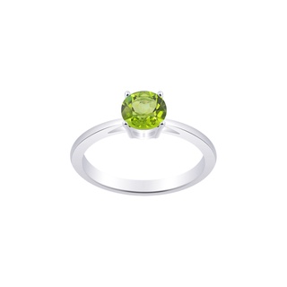 SILVER THAI Silver Round Green Peridot Semi Precious Ring แหวนพลอยเขียวเพอริดอทเงินแท้925Peridotแท้ธรรมชาติสีเขียวตอง