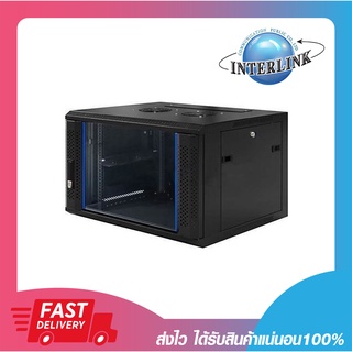 ตู้แร็ค LINK CW1-60406G Wall Rack 6U 40 cm. Glass Black (60x40x37cm)