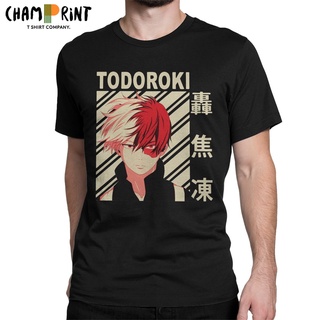 เสื้อยืดผ้าฝ้าย เสื้อยืด ผ้าฝ้าย พิมพ์ลายอนิเมะ My Hero Academia Shoto Todoroki สไตล์วินเทจ แฟชั่นสําหรับผู้ชาย