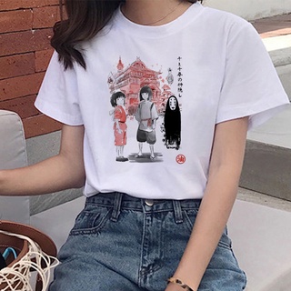 Spirited Away น่ารัก Totoro T เสื้อ Harajuku ผู้หญิง O-collar แขนสั้น T เสื้อ Sisters Wear สไตล์แฟชั่นที่เรียบง่าย