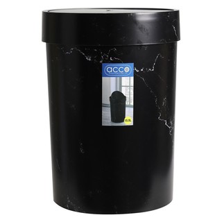 ถังขยะ ถังขยะกลมฝาสวิง ACCO MIDNIGHT 15.5 ลิตร หินอ่อนสีดำ ถังขยะ ถุงขยะ ของใช้ภายในบ้าน SWING BIN ACCO MIDNIGHT 15.5L B