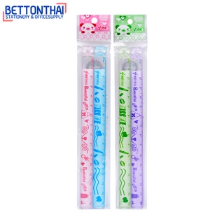 BT TY-2148 Cartoon Ruler 15 cm ไม้บรรทัดแฟนซี ยาว 15 cm แพ็คคู่ 2 ชิ้น(คละสี) ไม้บรรทัด อุปกรณ์การเรียน