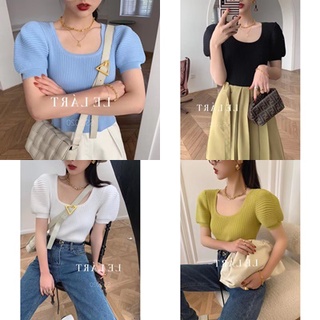 🔅สินค้าพร้อมส่ง🔅เสื้อผ้าแฟชั่น เสื้อยืดแขนตุ๊กตาคอเหลี่ยม XMM32