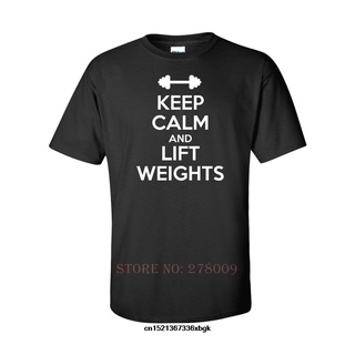 เสื้อยืด พิมพ์ลาย KEEP CALM AND LIFT WEIGHTS สําหรับผู้ชาย ใส่ออกกําลังกาย เล่นยิมเมอร์ ฟิตเนสS-5XL