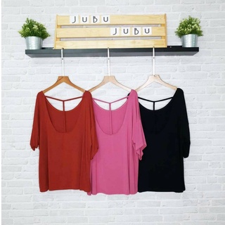 🔥Sale🔥เสื้อผ้าสาวอวบ เสื้อเรย่อนเปิดหลังสายเดี่ยวตัวT อก40-50นิ้ว Oversize Bigsize