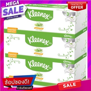 คลีเน็กซ์อโลแอนด์อีกระดาษเช็ดหน้า 80แผ่น แพค 3 Kleenex Aloe &amp; E Facial Tissue 80sheets. Pack 3