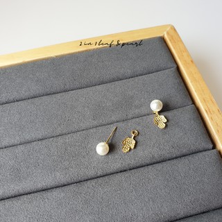 2 in 1 style leaf &amp; pearl earrings