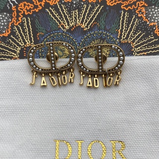 ต่างหูมุก รูปตัวอักษร Dior แฟชั่นหรูหรา