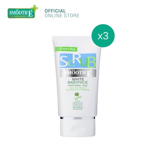 Smooth E สครับไม่มีฟอง [แพ็ค 3]ไม่มีประจุไฟฟ้า ไม่มีสารตกค้าง White Babyface Scrub 1.2Oz ลดสิว ความคุมความมัน สมูทอี