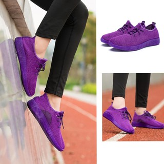 รองเท้า ลำลอง ผ้าใบ ผู้หญิง แฟชั่น ราคาถูกสวยๆ กันลื่น Sport Girl รุ่น PS-RosheOne/Purple-Purple