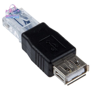 Female USB A to Male Ethernet RJ45 Plug Adapter New