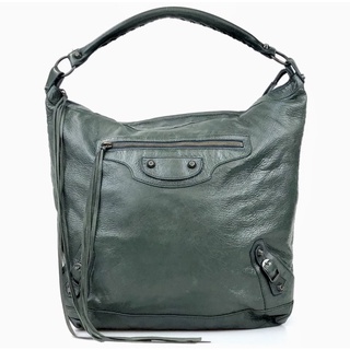 Balenciaga editor bag dark green leather vintage