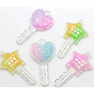 🇹🇭จี้เรซิ่น heart key , star key แถมโซ่ไข่ปลา DIY สำหรับตะขอก้ามปู พวงกุญแจ ของตกแต่งน่ารักๆ