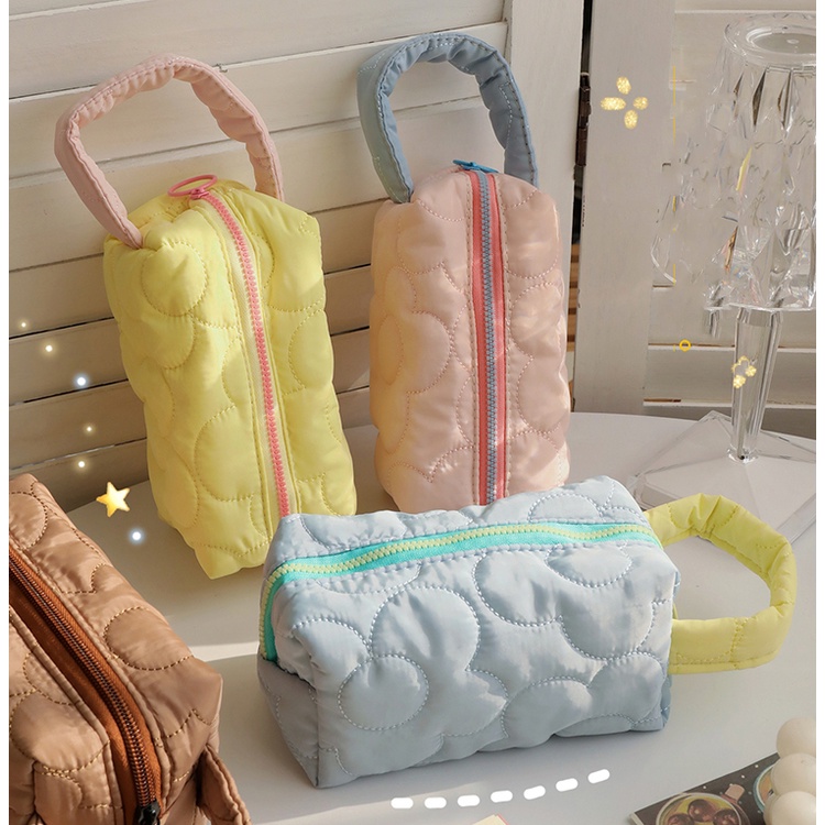 พร้อมส่ง กระเป๋าใส่เครื่องสำอาง ผ้าสักหลาดขนนิ่ม ลายการ์ตูน แฟชั่นสำหรับผู้หญิง