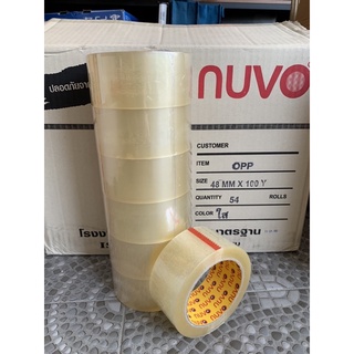 เทปใส,เทปกาว Nuvo 2 นิ้ว ยาว 100หลา ม้วนใหญ่ แพ็ค 6 ม้วน สุดคุ้ม