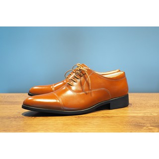 "LAST PAIR" Size45 รองเท้าหนังผูกเชือก สีวิสกี้ | CAP-TOE OXFORD SHOES