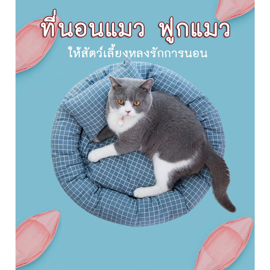 PP-168 ที่นอนโดนัทสัตว์เลี้ยง ผ้าฝ้าย ที่นอนแมวและหมา เบาะแมวและหมา ขนนุ่มฟู Donut Pet Bed รุ่นมีหมอ