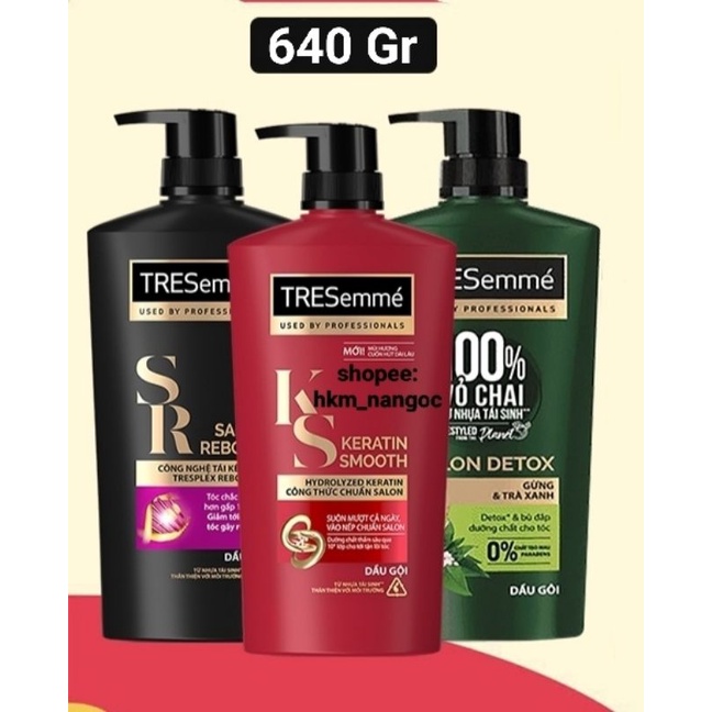 640 Gr - Tresemme Salon Detox Shampoo - Tresemme keratin smooth Shampoo - Tresemme Salon Rebond Shampoo