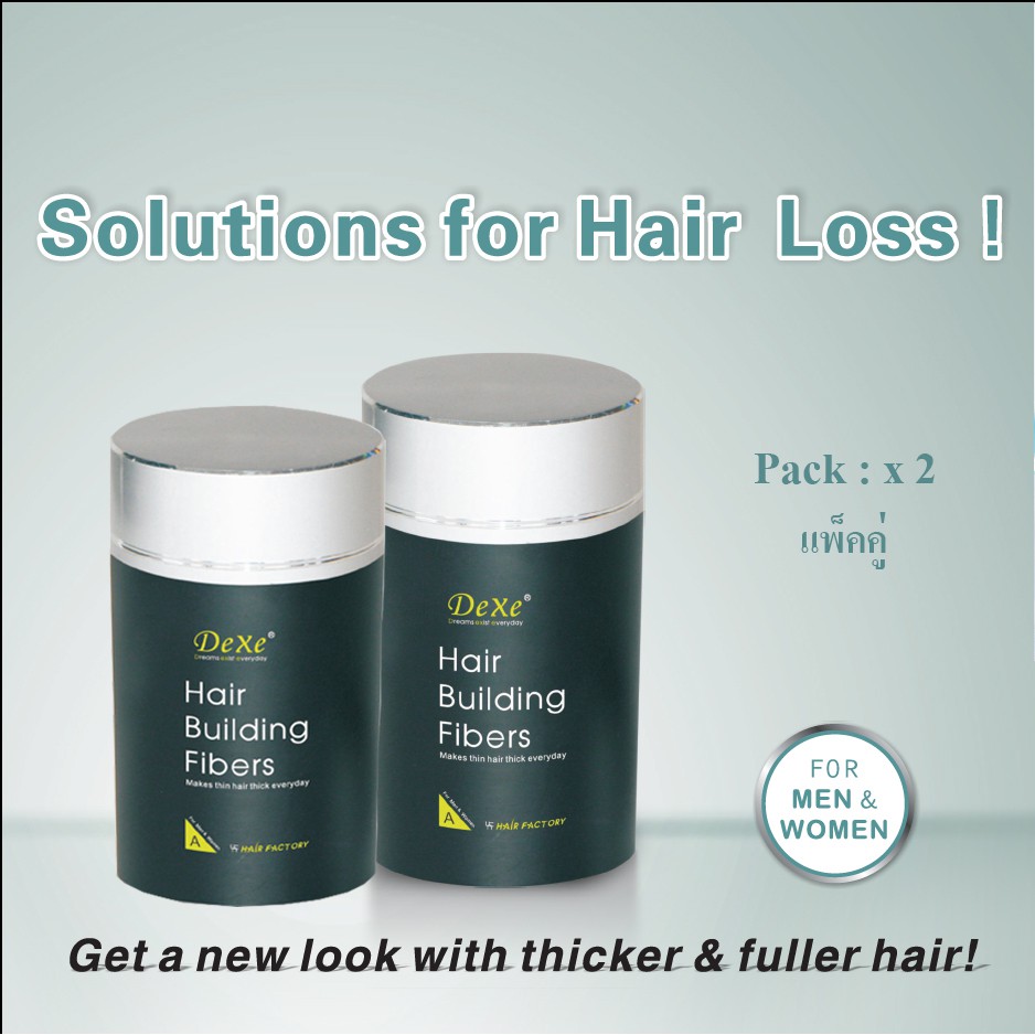 Dexe Hair Building Fiber ไฟเบอร์เพิ่มผมหนา ปิดผมบาง ขนาด 22 กรัม (สีดำ) 2 ชิ้น