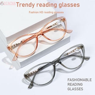 DIACHA +1.0~-4.0 Portable Cat Eye Reading Glasses Men Women Hyperopia Glasses HD Gradient Presbyopic Eyeglasses Transparent Color Vision Care Computer Goggles Fashion Diopter +1.0~+4.0/Multicolor