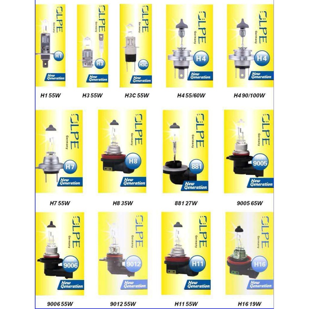 +50% PREMIUM VISION HALOGEN หลอดไฟ 12V H1 H3 H4 H7 H8 H11 9005 9006 H16 9012 H3C