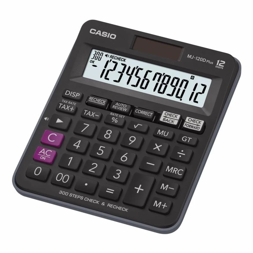 Casio Calculator เครื่องคิดเลข คาสิโอ รุ่น MJ-120D PLUS-BK แบบตั้งโต๊ะ เหมาะสำหรับร้านค้า 12 หลัก สีดำ