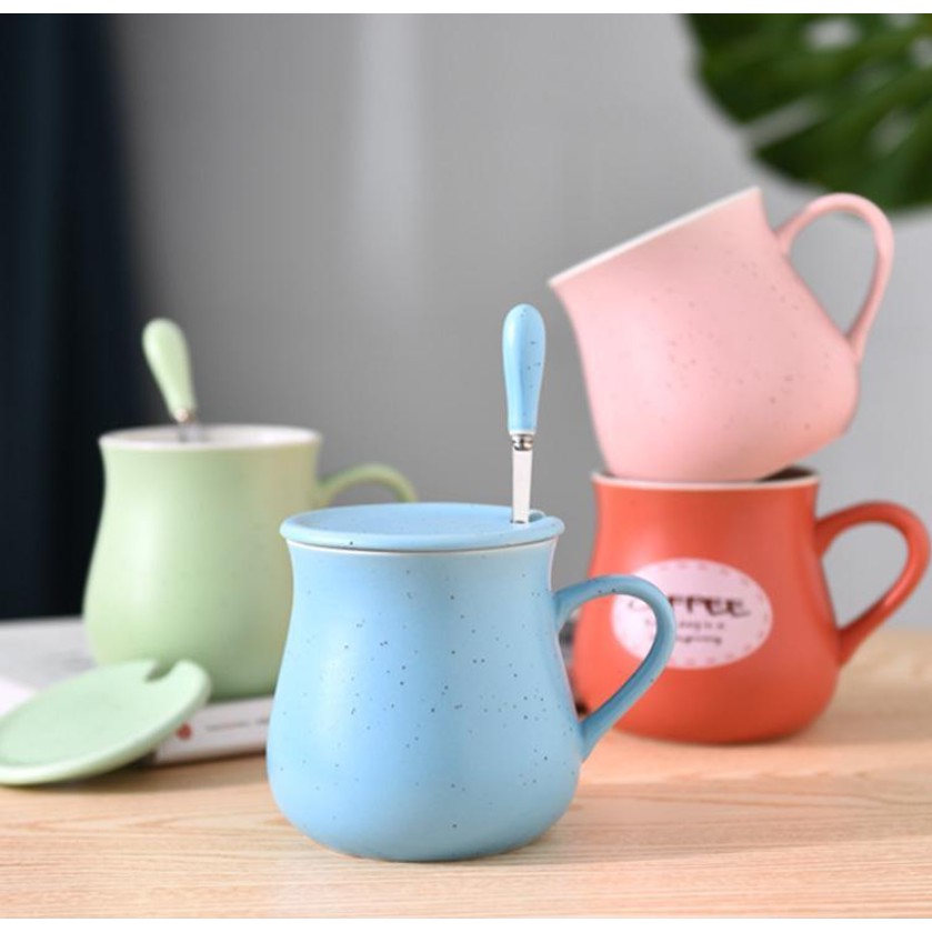 แก้วเซรามิก ถ้วยกาแฟ ฝาปิดเเถมช้อน ชุดเซ็ทน่ารัก 02 - รูปที่ 5