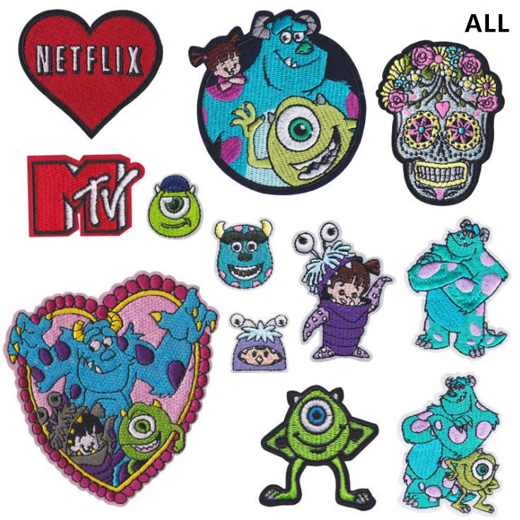 Monster Company Girl Series ปักสติกเกอร์ผ้าเสื้อผ้าป้าย Armbands กางเกงแพทช์ Appliques พร้อมกาวสามารถรีดกระป๋อง Hand-Sewn diy วัสดุ – โปรปัง