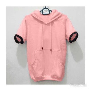 เสื้อฮู้ดดี้แขนสั้นสําหรับเด็ก Unisex สีชมพู