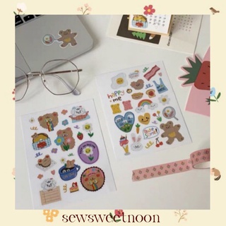 🌷sewsweetnoon🌷สติ๊กเกอร์ตกแต่งลายหมีน่ารัก มี 2 แบบ