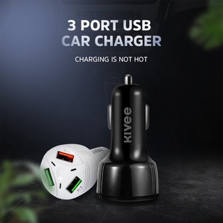 KIVEE ชาร์จในรถยนต์ 18W QC3.0 ที่ชาร์จเร็ว 3USB-A ที่ชาร์จแบตในรถ for Samsung HUAWEI Xiaomi Oppo Vivo Fast Car Charger