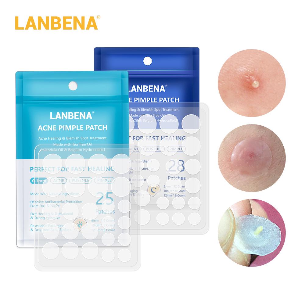 LANBENA Acne Patch แผ่นแปะสิว ลดการเกิดอักเสบ แปะสิวไม่มีหัว มีหัว 1แผ่น มี 28 ชิ้น