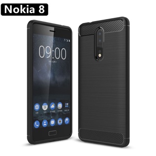 เคสโทรศัพท์ซิลิโคน TPU แบบนิ่ม คาร์บอนไฟเบอร์ กันกระแทก สําหรับ Nokia 8 Nokia8