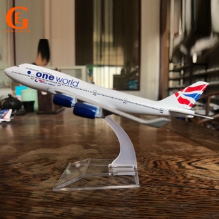 โมเดลเครื่องบินอังกฤษ Airways Boeing 747 Oneworld Airline B747 พร้อมขาตั้งแสดง