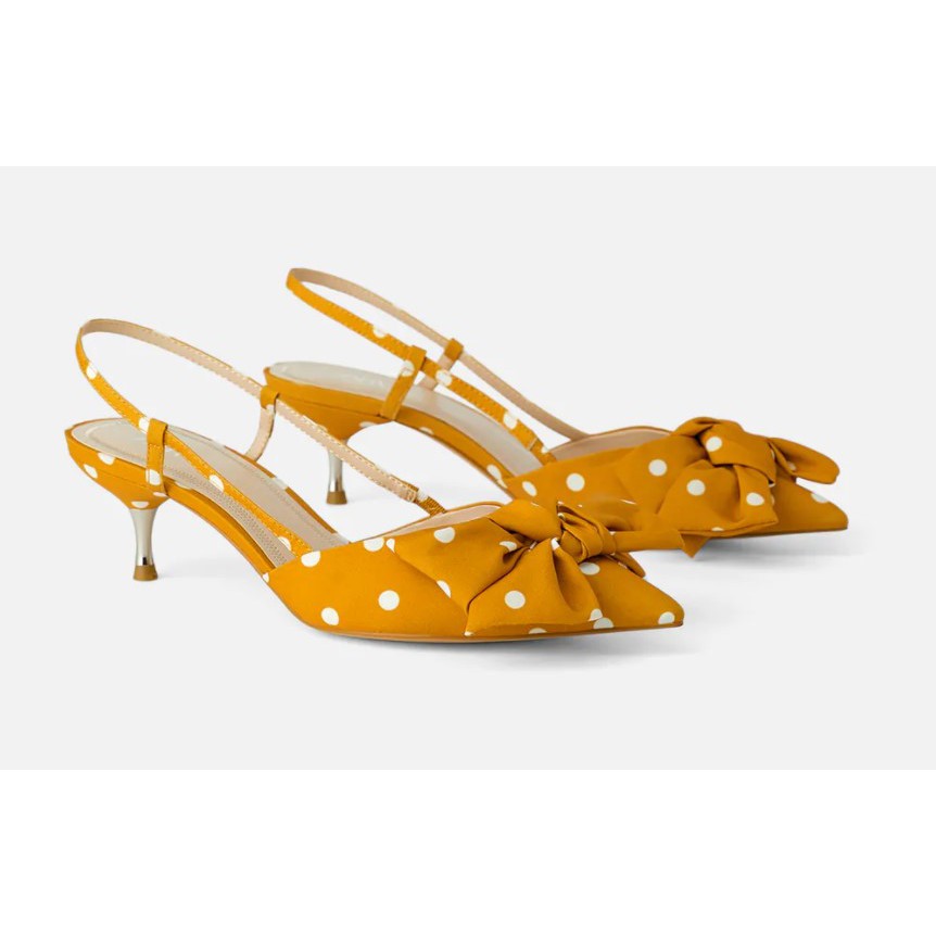 Zara POLKA DOT KITTENHEEL SHOES WITH BOW DETAIL ThaiPick