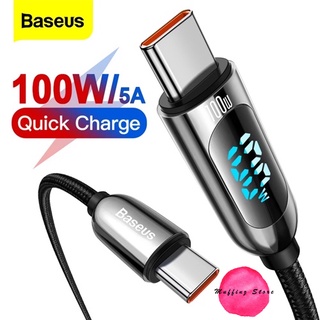 💜ถูกจริง/ส่งไว📦 Baseus สายชาร์จ พร้อมจอแสดงแรงดันไฟฟ้า USB-C PD 100W QC4.0 (Type-C to Type-C)