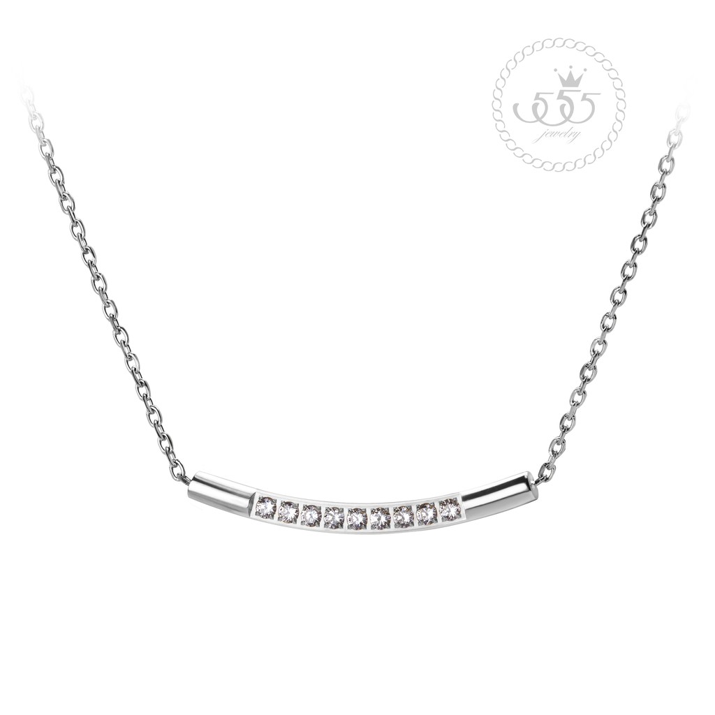 555jewelry สร้อยคอพร้อมจี้ ประดับเพชร CZ ดีไซน์สวย รุ่น MNC-N231 - จี้สร้อยคอ จี้ห้อยคอ จี้สร้อยคอแฟ