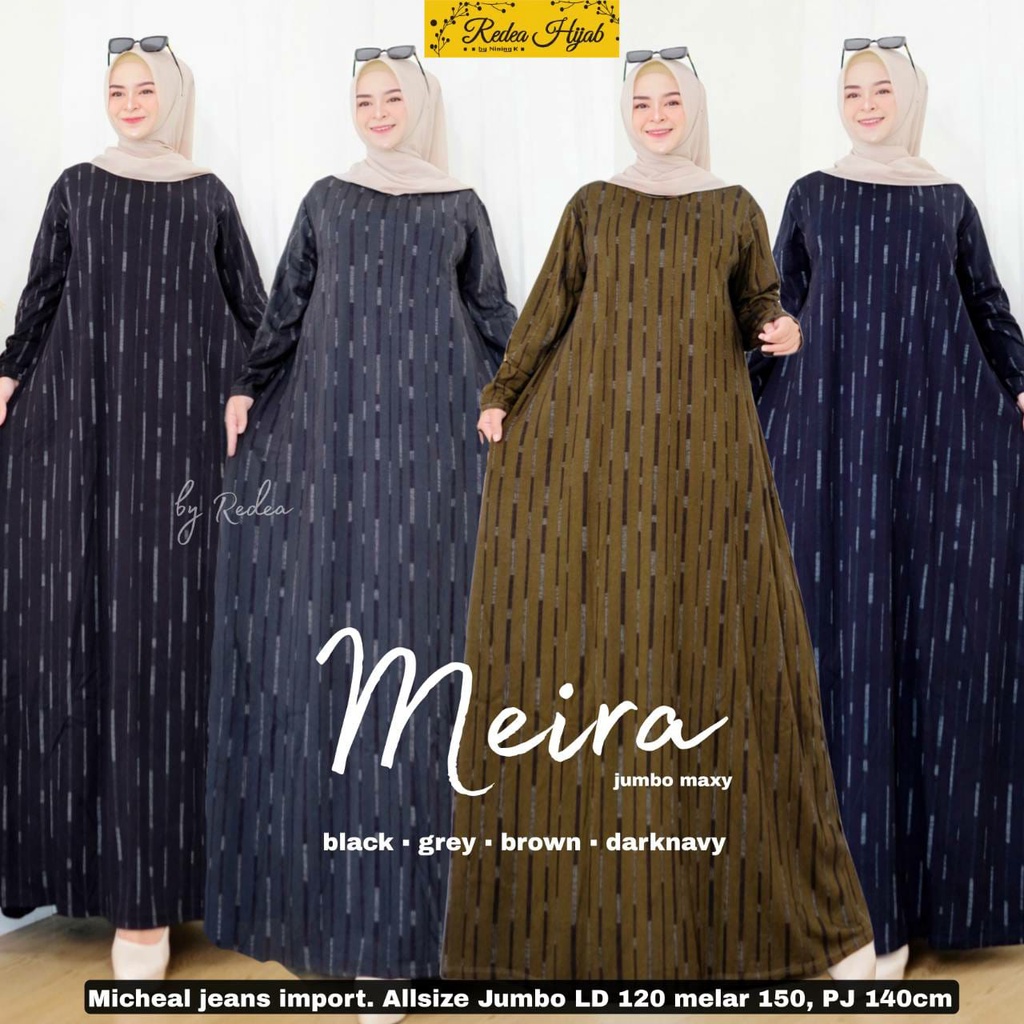 Meira Dress Ld Batik Gamis Ethnic Denim Diana Jumbo Casual Premium