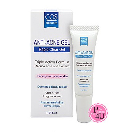 COS COSEUTICS Anti Acne Gel RAPID CLEAR GEL ขนาด 5 ml. เจลแต้มสิว คอส [1762] – โปรปัง