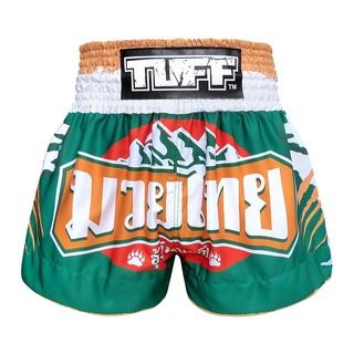 กางเกงซ้อมมวยกางเกงมวย กางเกงมวยไทย  กางเกงกีฬาTUFF Muay Thai Boxing Shorts Green Mountain Bear