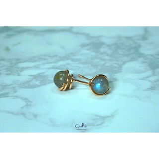 925 Sterling Silver Earrings ต่างหู เงินแท้ 925  Labradorite stone 6 mm