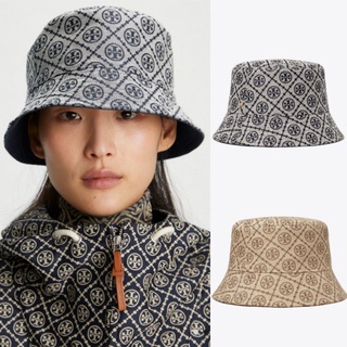 พรีฯ TORY BURCH SHORT-BRIM T MONOGRAM JACQUARD BUCKET HAT.