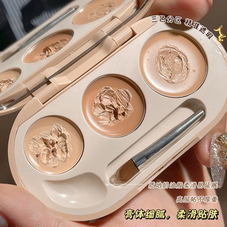 Novo คอนซีลเลอร์พาเลท 3 สีพร้อมแปรงแต่งหน้ากันน้ํา No.5439